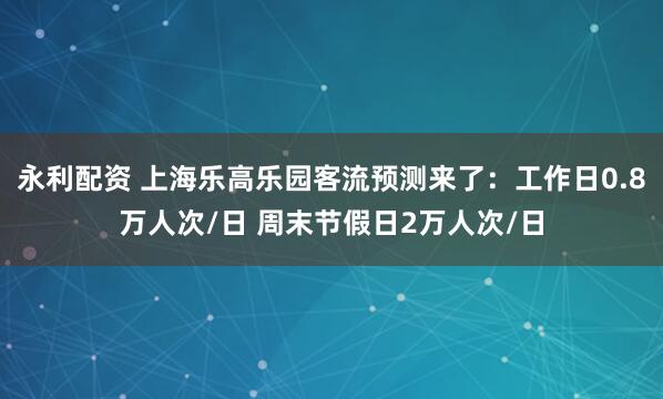 永利配资 上海乐高乐园客流预测来了：工作日0.8万人次/日 周末节假日2万人次/日